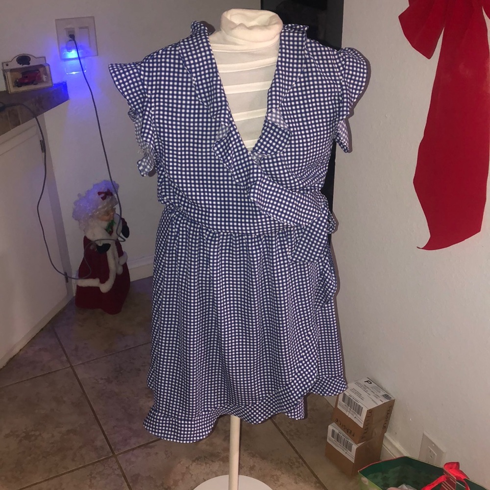 Blue with white squares Dress - xsmall
